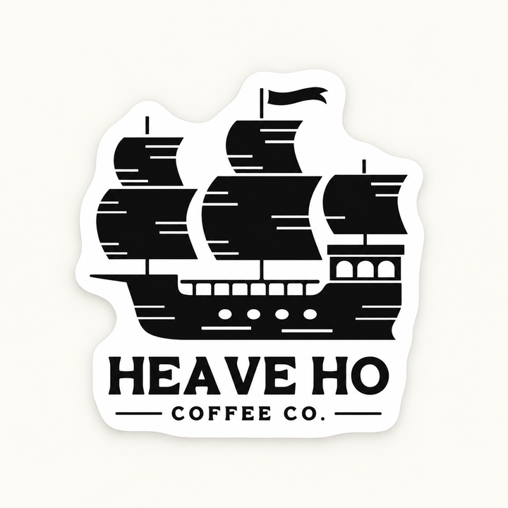 Heave Ho ship logo sticker on cream with a clean white edge